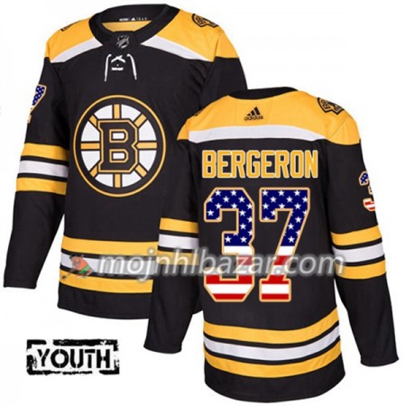 Dresovi Boston Bruins Patrice Bergeron 37 Adidas 2017-2018 Crna USA Flag Fashion Authentic - Dječji Dresovi Boston Bruins Patrice Bergeron 37 Adidas 2017-2018 Crna USA Flag Fashion Authentic - Dječji